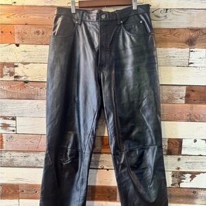 Harley-Davidson Black Leather Straight Jeans